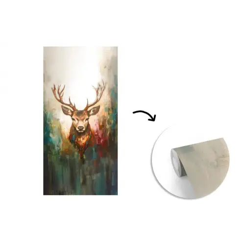 Hert - Geverfd - Gewei - Bruin fotobehang vinyl groot -3d