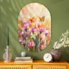 Vlinders - Oranje - Bloemen Wandcirkel Ovaal Glas middel -sfeer2