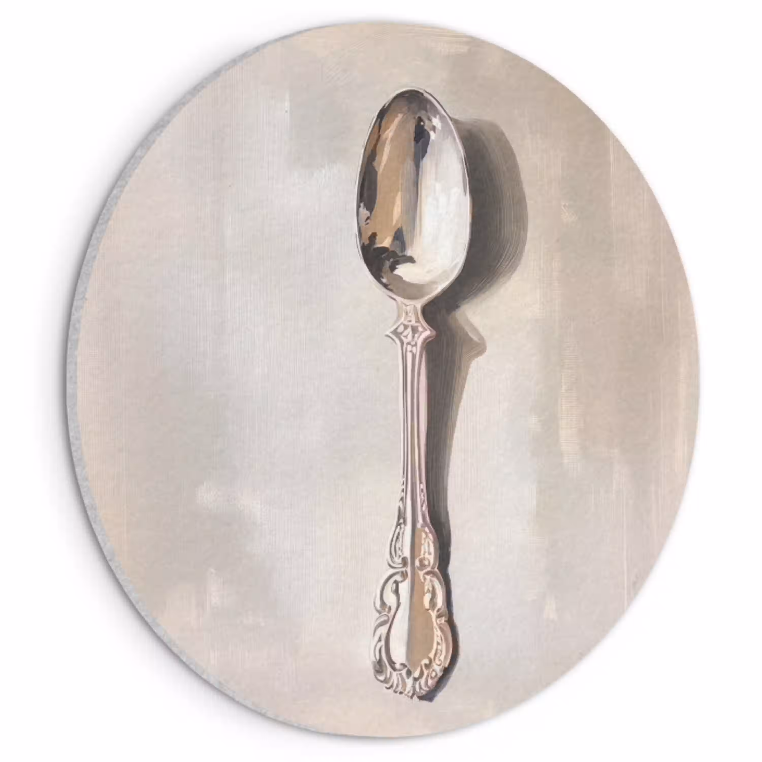 Lepel - Verf - Zilver Akoestische PET Vilt - Rond klein -3d