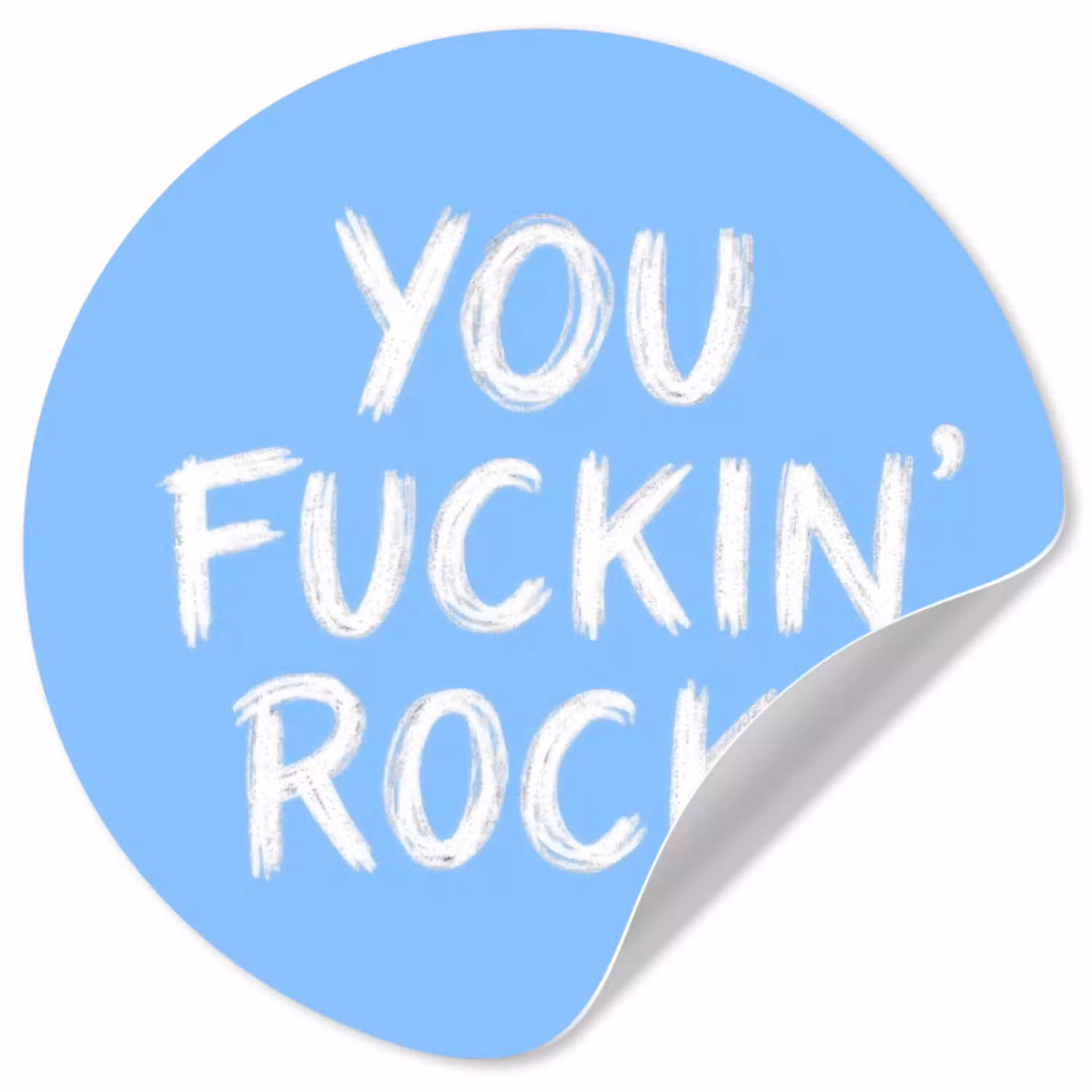 Blauw - Wit - You fuckin rock Wandcirkel behangsticker klein -3d