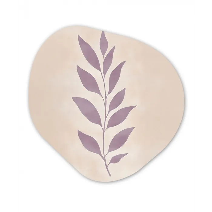 Tak - Bladeren - Minimalistisch - Beige Wandcirkel Organisch Plexiglas middel -3d