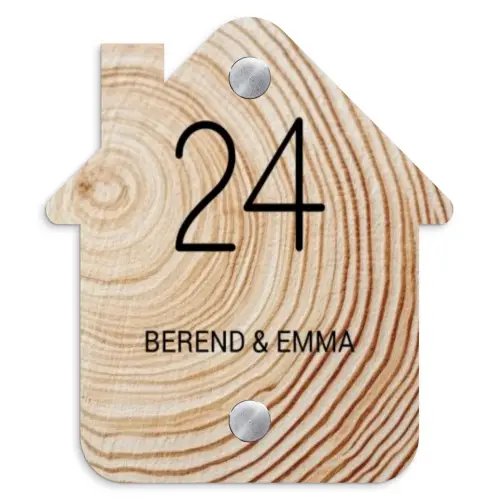 Holzmaserung - Klassisch Naambord Huisje klein -3d