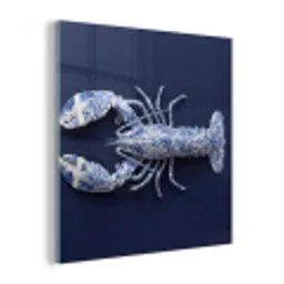 Kreeft - Porselein - Delfts - Blauw plexiglas 5mm klein -z3d