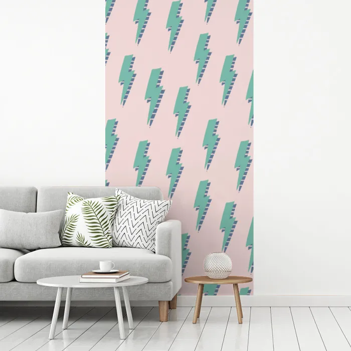 Patroon - Bliksem - Roze - Groen fotobehang vinyl groot 64 -woonkamer