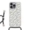 Structuur - Rots - Wit Hoesje iPhone 16 Pro Max met koord klein 804 -3d