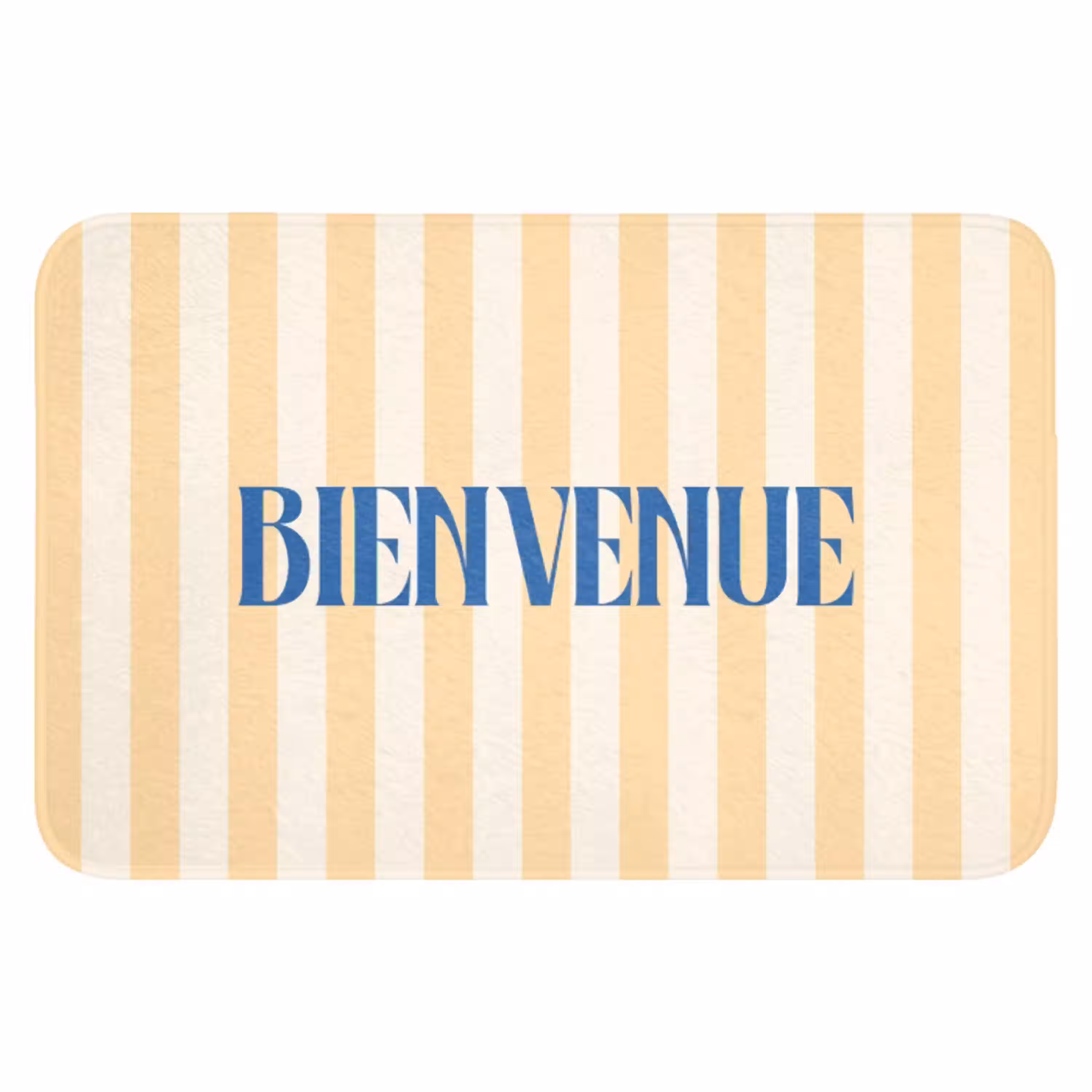 Blauw - Geel - Strepen - Bienvenue WCmat klein -3d