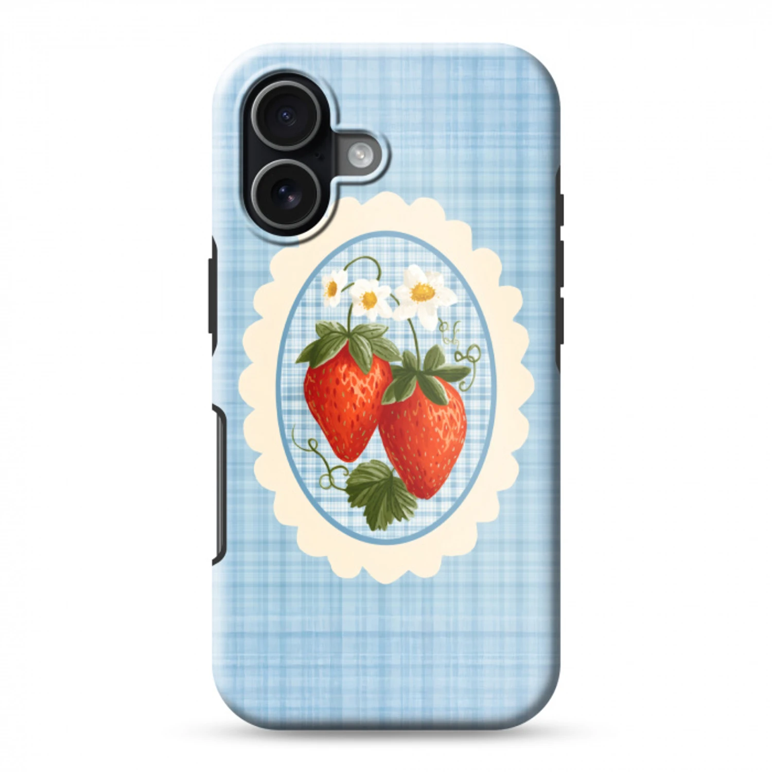 Aardbeien - Lijst - Rood - Geruit Toughcase MagSafe Apple iPhone 17 klein -3d