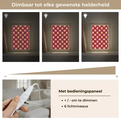 Retro - Patroon - Kleurrijk Light Box met kabel (Tafellamp) klein 925 -USP_dimbaarNL