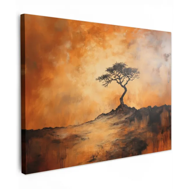 Leinwandbild - Baum - Landschaft - Orange