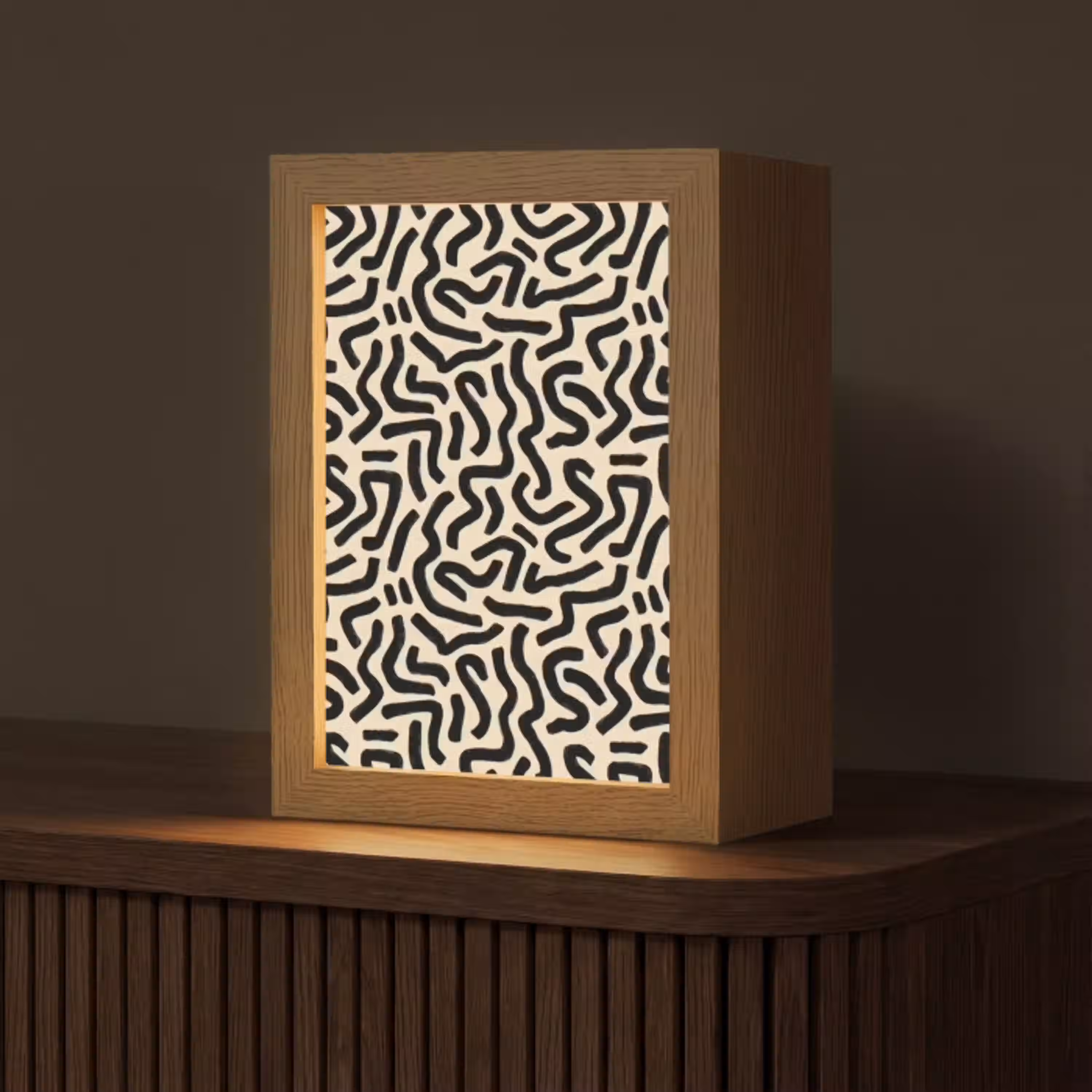 Abstract - Lijnen - Zwart Light Box met kabel (Tafellamp) klein 925 -z3d_website