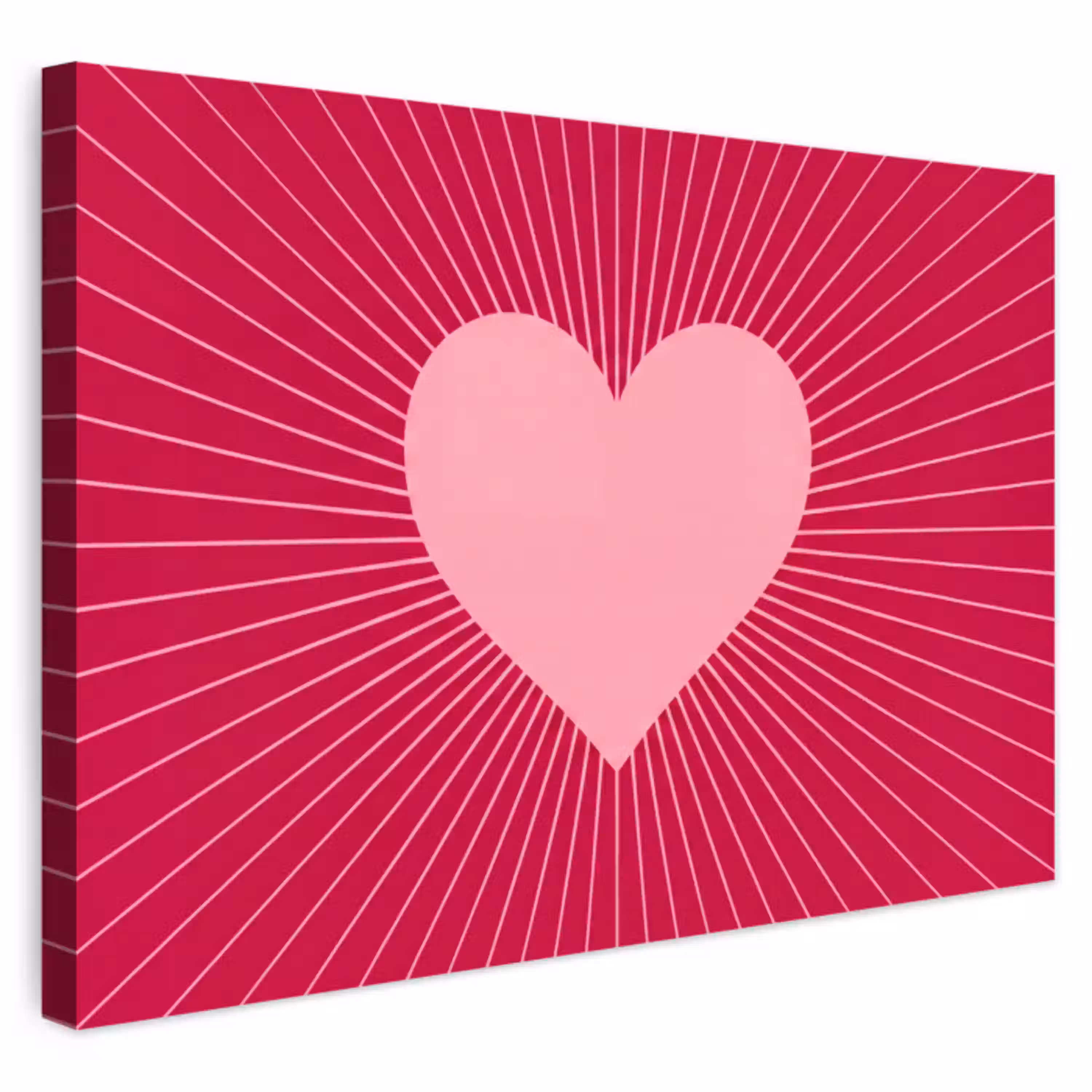 Hart - Stralen - Liefde - Abstract - Roze Tuinposter op houten frame 2 cm dik klein -3d