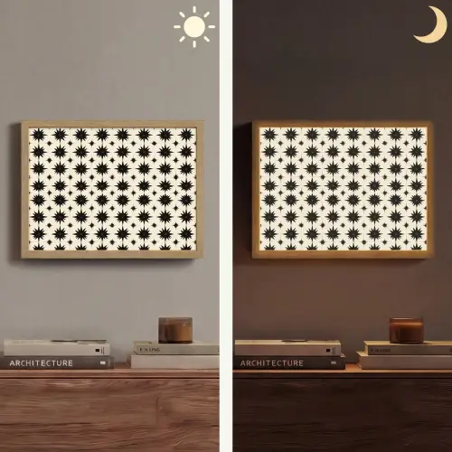 Stervormen - Geometrisch - Zwart Light Box met batterij (Wandlamp) middel 907 -sfeer3