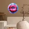 Graffiti - Lippen - Felroze - Geschilderd Wandcirkel behangsticker klein -sfeer1