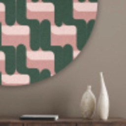 Vlechtpatroon - Groen - Roze - Geometrisch Akoestische PET Vilt - Rond klein 838 -sfeer5_closeup