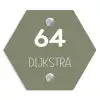 Olijfgroen - Modern Naambord Hexagon klein -3d