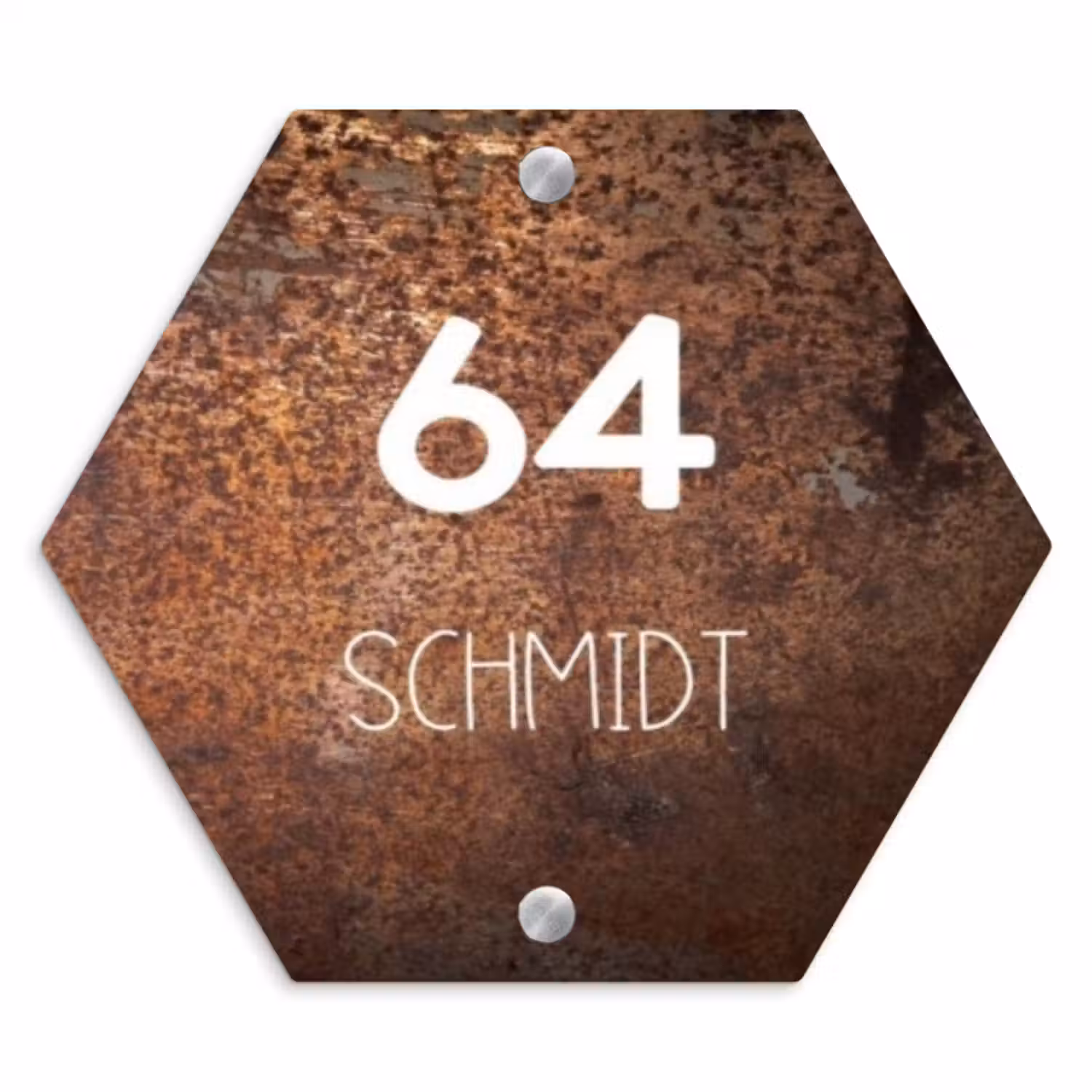 Namensschild Haustür Hexagon - Verwittertes Metall - Modern