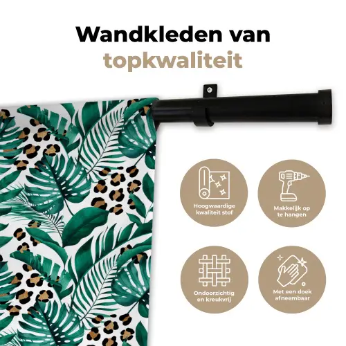 Panterprint - Bladeren - Jungle Wandkleed katoen klein -sfeer2