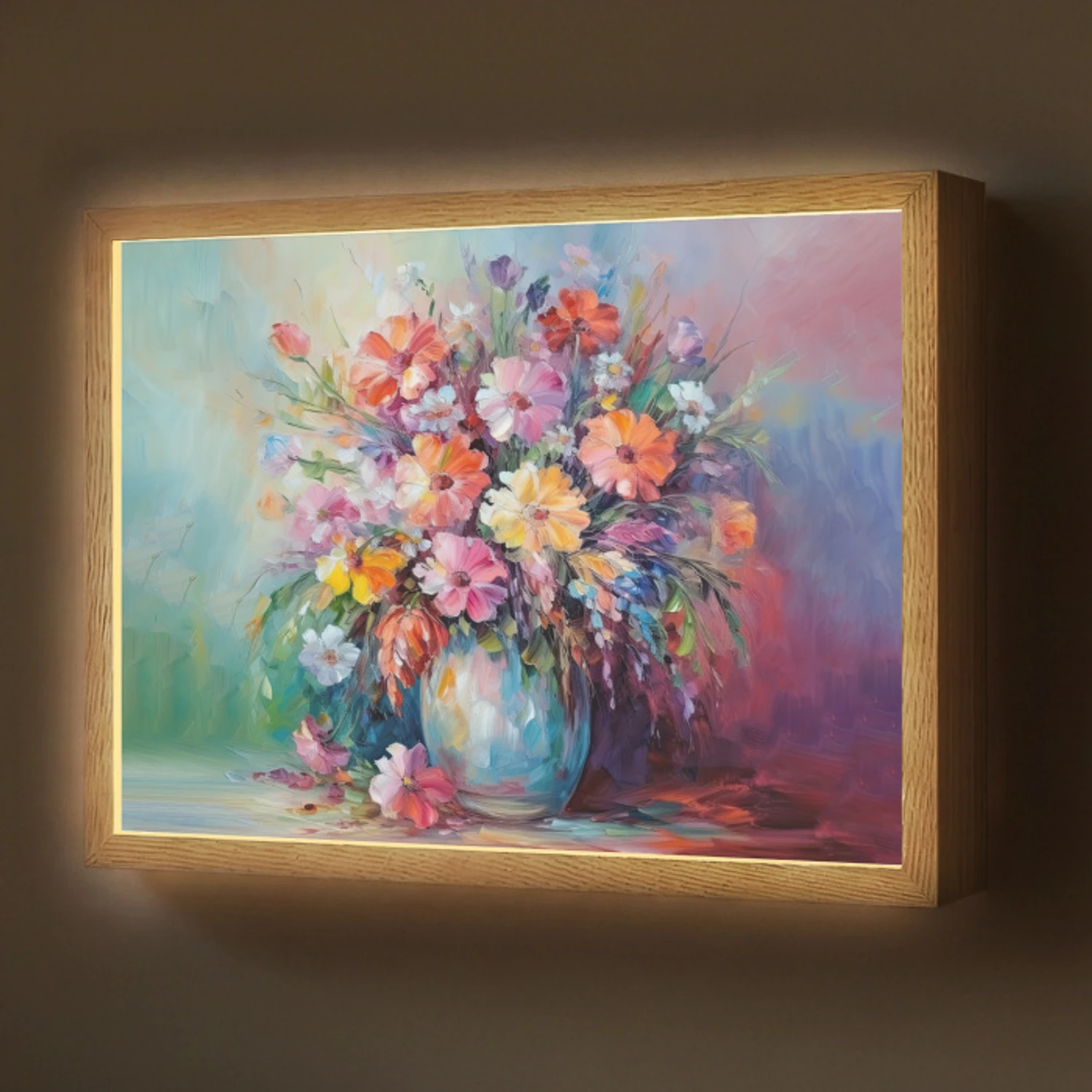 Bloemen - Kunst - Schilderij - Lente - Boeket Light Box met batterij (Wandlamp) middel -z3d_website