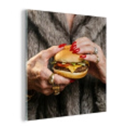 Vrouw - Hamburger - Bontjas plexiglas 5mm klein -z3d