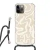 Lijnen - Abstract - Beige - Wit - Minimalistisch Hoesje iPhone 12 Pro met koord klein -3d