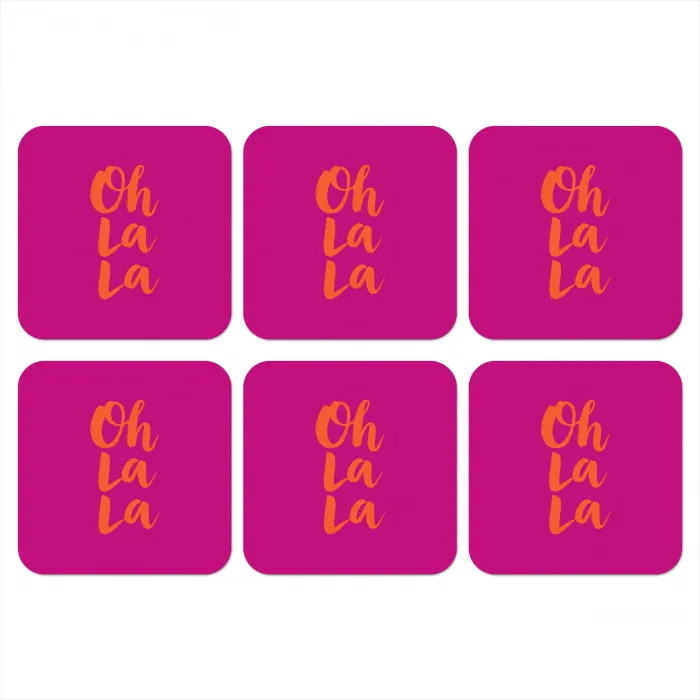 Oh la la - Roze - Oranje - Minimalistisch onderzetter kurk middel -3d