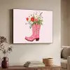 Cowboylaarzen - Roze - Boeket - Bloemen Textielframe zwart klein -sfeer3