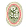 Bloemen - Illustratie - Geruit - Groen Wandcirkel Ovaal Forex klein -3d