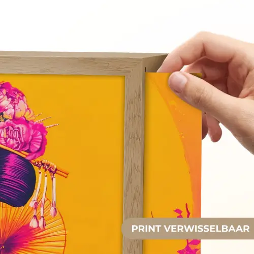 Bloemen - Vrouw - Kimono - Roze Light Box met batterij (Wandlamp) middel -USP_websiteprintNL