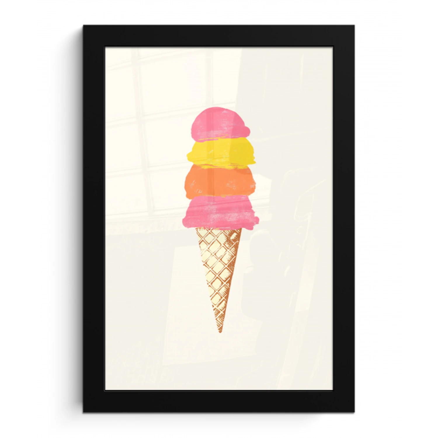 Schepijs - Hoorntje - Illustratie - Minimalistisch fotolijst zwart zonder passe partout klein -3d