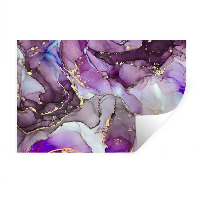 Marmer - Roze - Paars - Gold Muursticker klein -3d