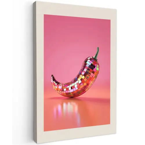 Disco - Peper - Roze Tuinposter op houten frame 2 cm dik klein -3d
