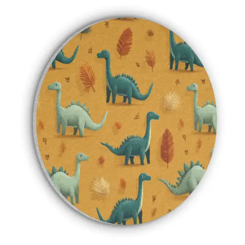 Dinosaurussen - Stekels - Herfstbladeren - Bruin Akoestische PET Vilt - Rond klein -3d