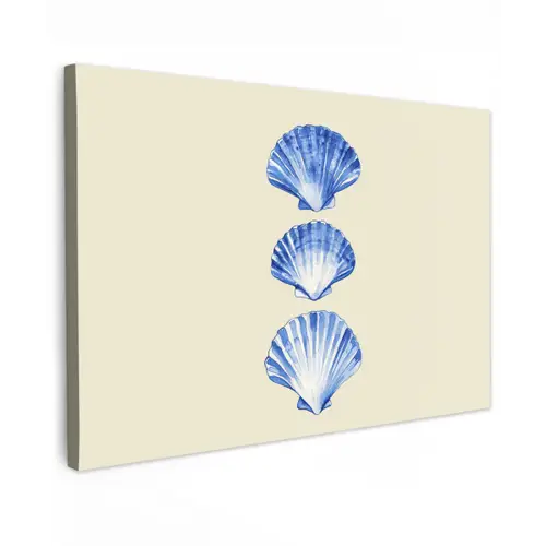 Schelpen - Blauw - Beige canvas 2cm klein -z3d