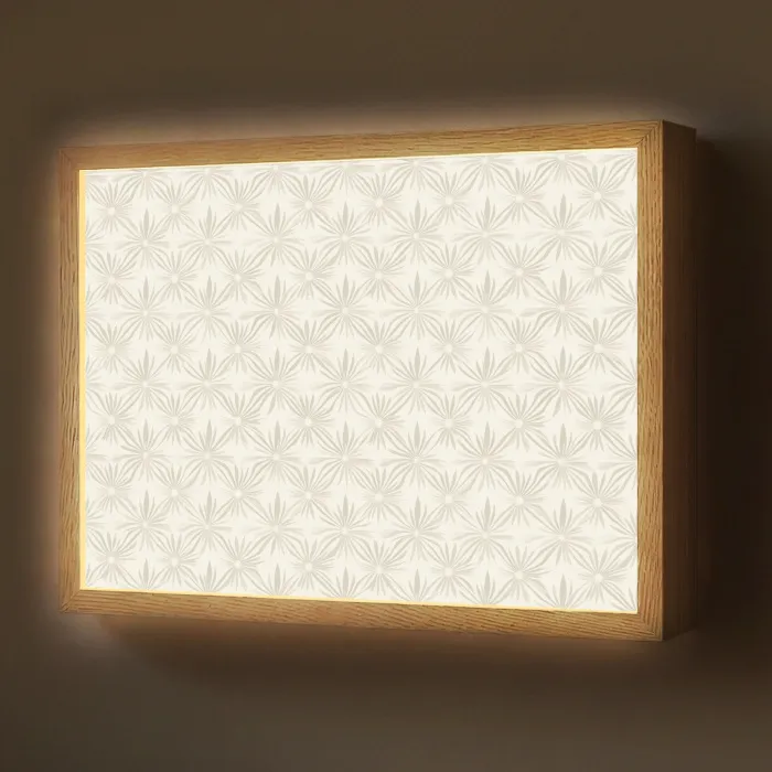 Patroon - Bloemen - Beige Light Box met batterij (Wandlamp) middel 907 -z3d_website