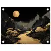 Gouden rivier - Bergen - Maan - Sterrenhemel tuinposter los doek klein -3d