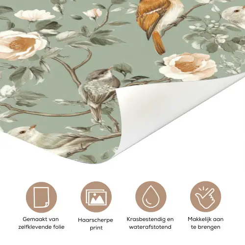 Roze - Vogels - Kleurrijk deurposter klein 289 -closeup_NL