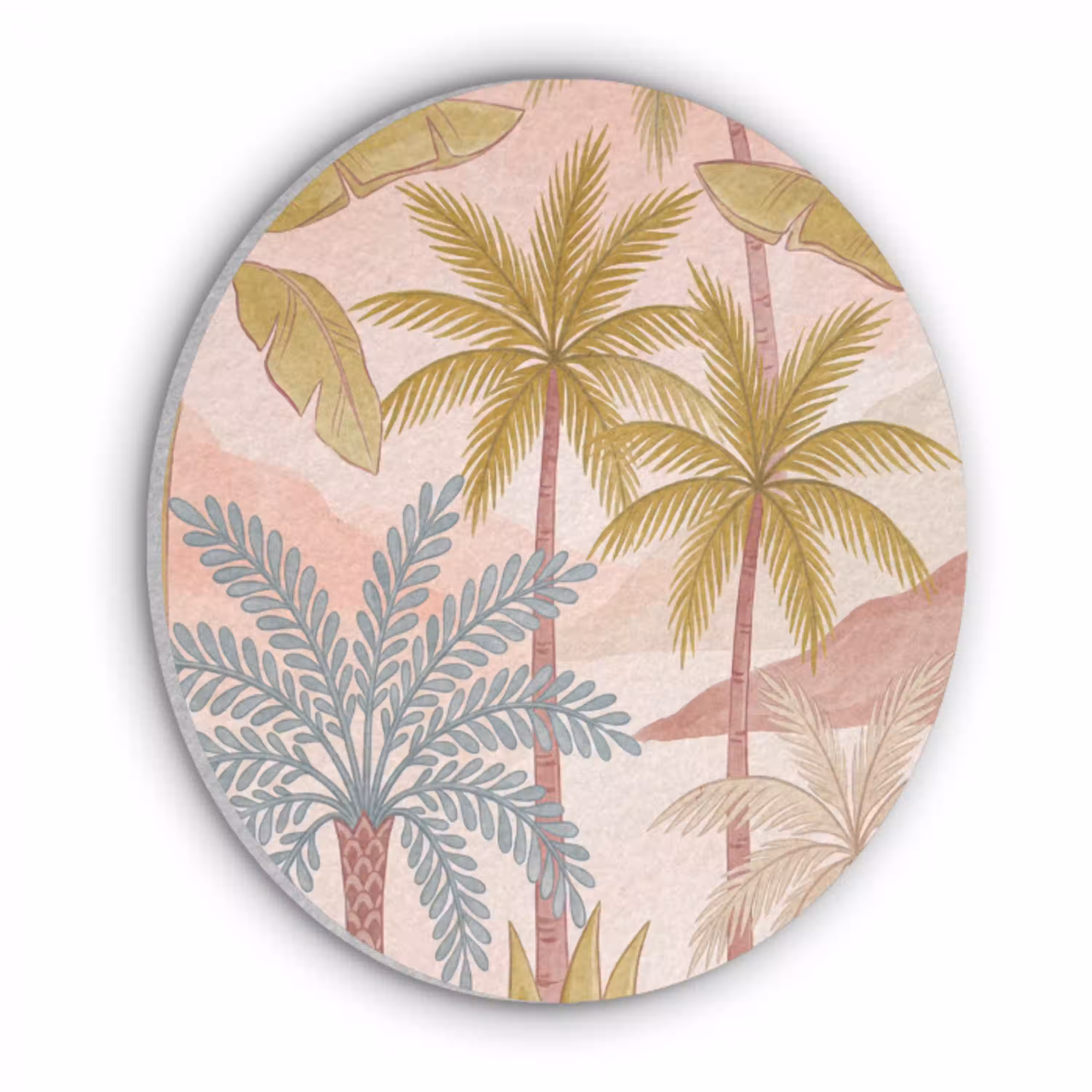 Illustratie - Palmbomen - Kleurrijk Akoestische PET Vilt - Rond klein -3d