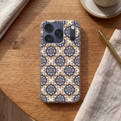 Floraal - Ornament - Blauw Telefoonhoesje iPhone 17 Pro klein 878 -sfeer1