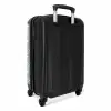 Grijsgroene achtergrond met witte hartjes NBS - Handbagage koffer - Volwassenen Unisex middel -achterkant