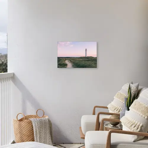 Vuurtoren - Duinlandschap - Zee Tuinposter op houten frame 2 cm dik klein -sfeer1