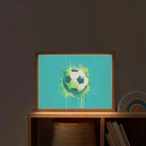 Voetbal - Abstract - Verfspatten - Groen Light Box met batterij (Wandlamp kind) middel -sfeer1_kind