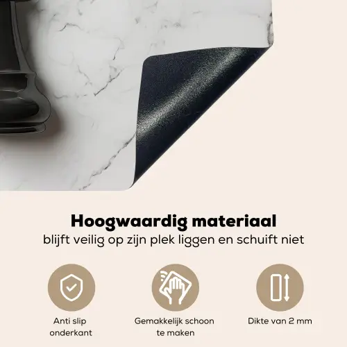 Schaakstuk - Koning - Zwart - Marmer Inductie beschemer met haakjes klein -ky-onderkant-nl