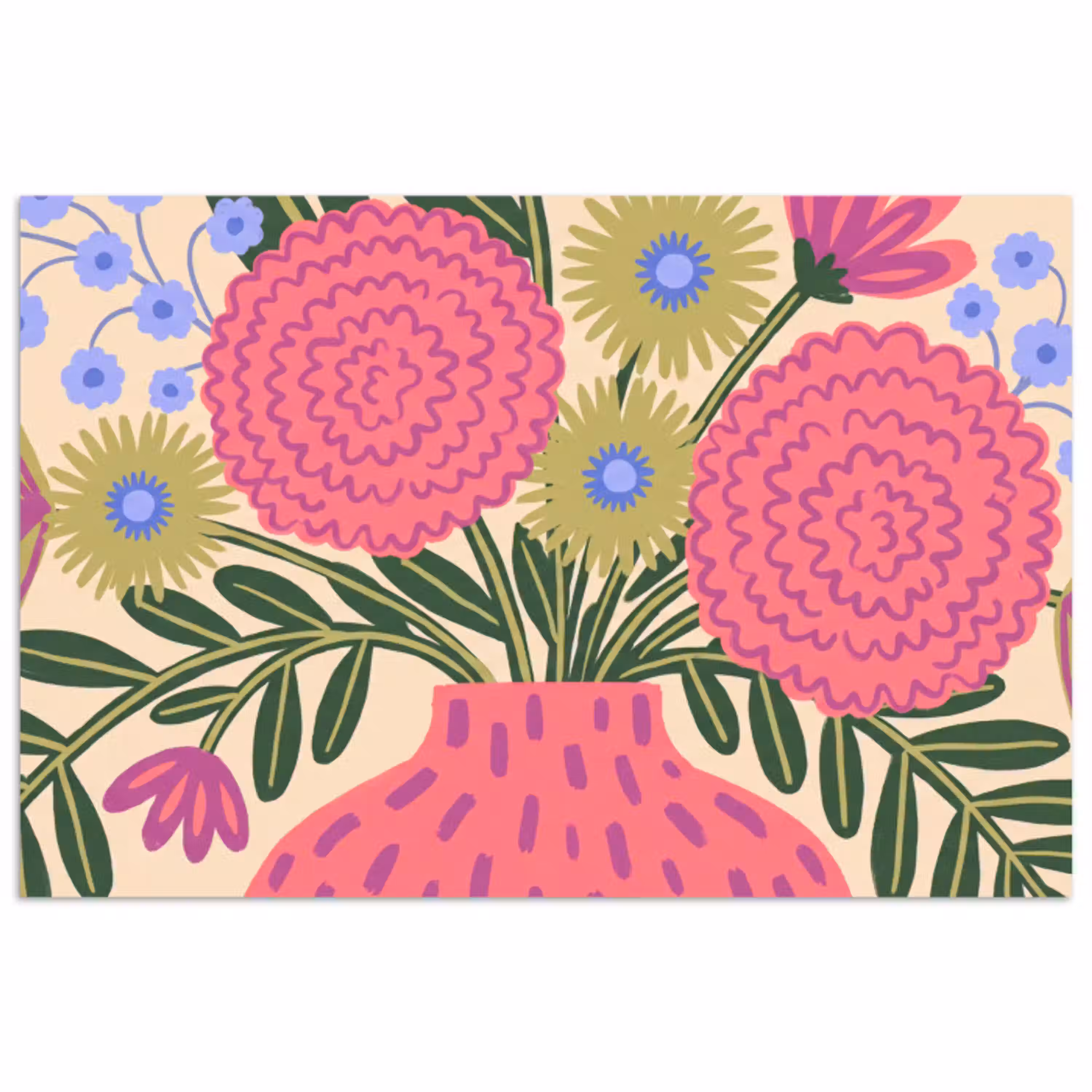 Bloemen - Boeket - Natuur - Abstract - Roze poster papier klein -3d