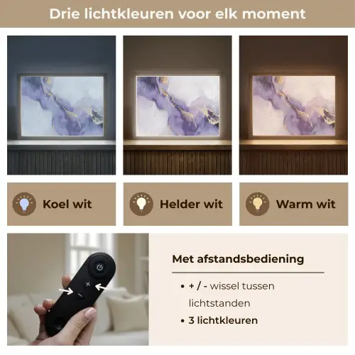 Paars - Modern - Marmer - Abstract Light Box met batterij (Wandlamp) middel -USP_lichtkleurNL