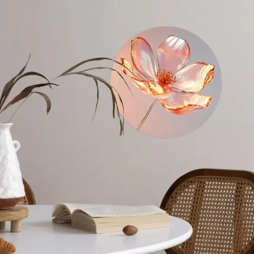 Glazen - Bloem - Roze Wandcirkel behangsticker klein -sfeer3