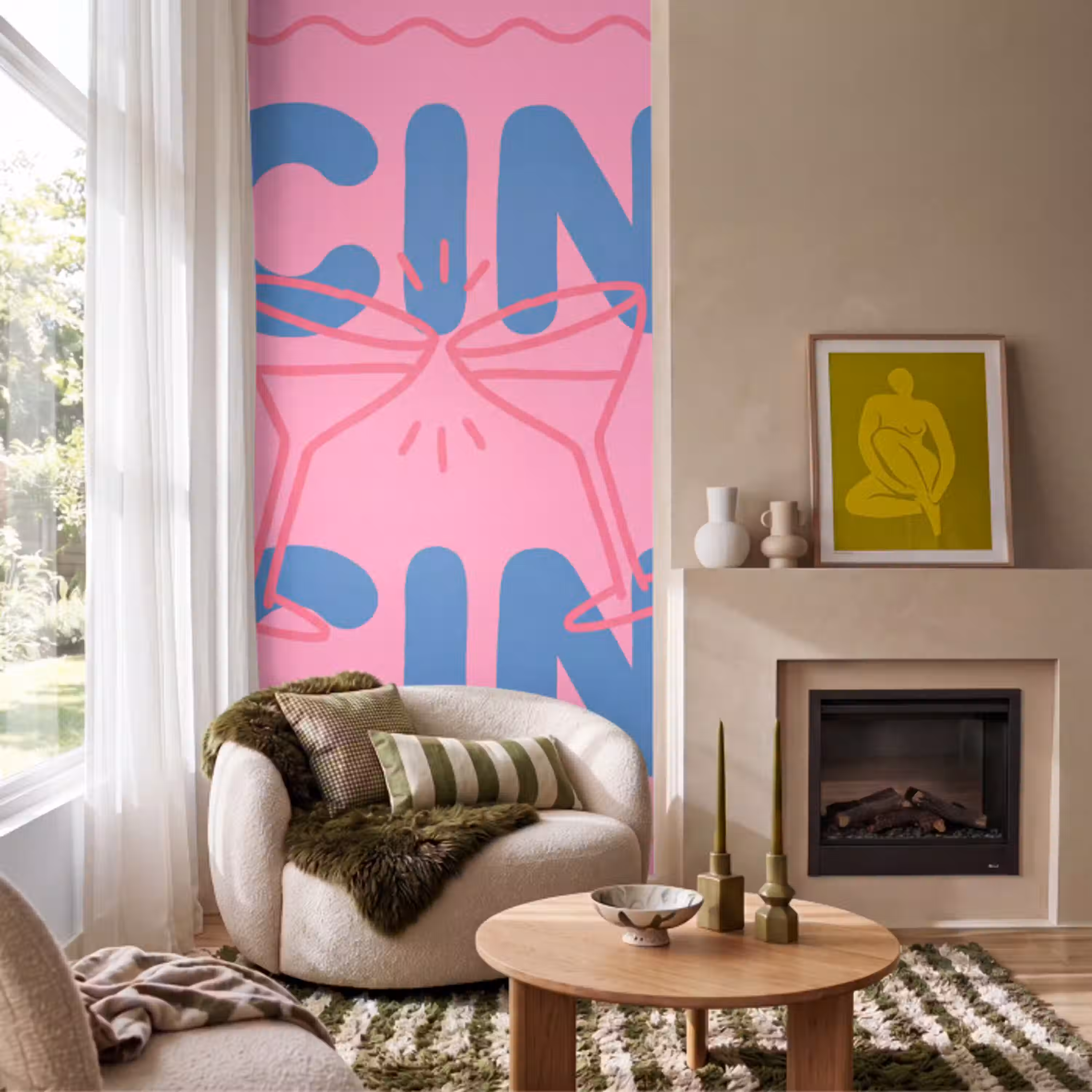 Drank - Glazen - Proost - Modern - Roze Behang Vlies klein -sfeer2