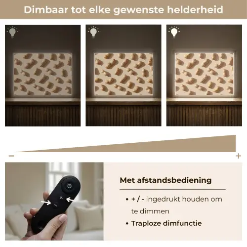 Pinda's - Patroon - Beige Light Box met batterij (Wandlamp) middel -USP_dimbaarNL