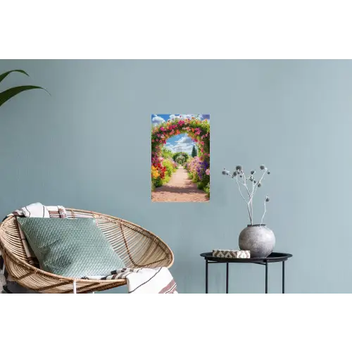 Doorkijk - Bloemen - Kleurrijk - Natuur Muursticker klein -plant