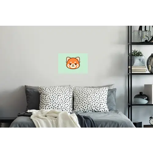 Rode panda - Groen - Cartoon Muursticker klein -slaapkamer
