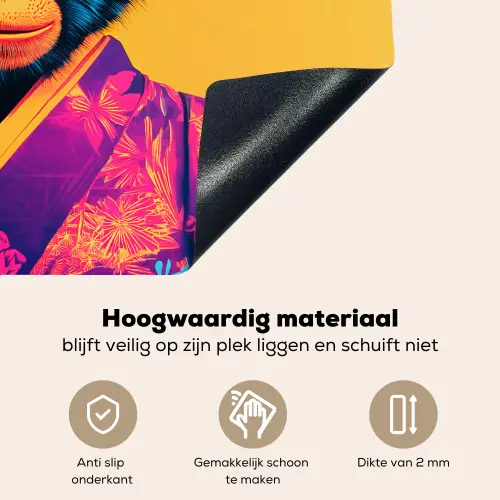 Aap - Kimono - Bloemen - Hoofdtooi Inductie beschemer met haakjes klein -ky-onderkant-nl